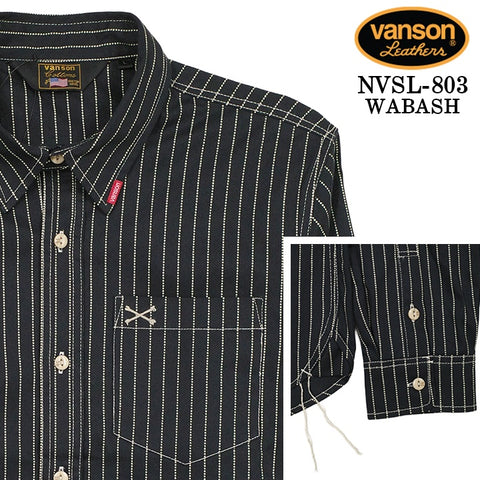 VANSON L/S SHIRT バンソン 長袖シャツ ワンポイント シャツ nvsl-803-r