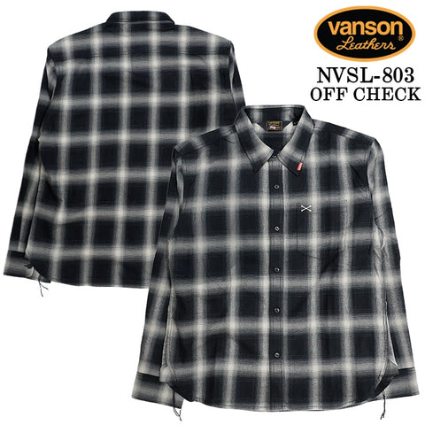 VANSON L/S SHIRT バンソン 長袖シャツ ワンポイント シャツ nvsl-803-r