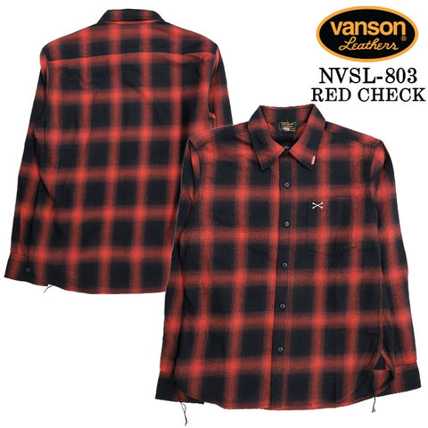 VANSON L/S SHIRT バンソン 長袖シャツ ワンポイント シャツ nvsl-803-r