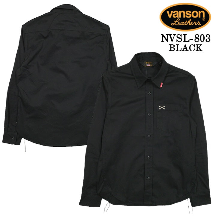 VANSON L/S SHIRT バンソン 長袖シャツ ワンポイント シャツ nvsl-803-r