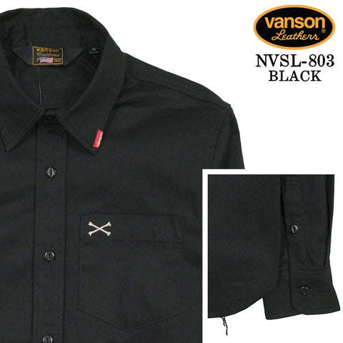 VANSON L/S SHIRT バンソン 長袖シャツ ワンポイント シャツ nvsl-803-r