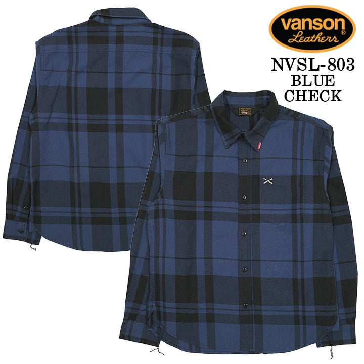 VANSON L/S SHIRT バンソン 長袖シャツ ワンポイント シャツ nvsl-803-r