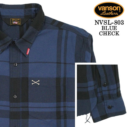 VANSON L/S SHIRT バンソン 長袖シャツ ワンポイント シャツ nvsl-803-r