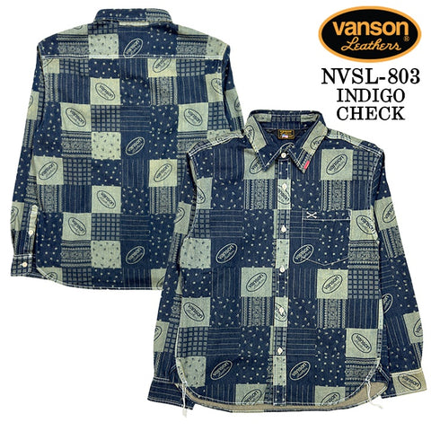 VANSON L/S SHIRT バンソン 長袖シャツ ワンポイント シャツ nvsl-803-r