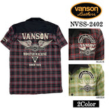 VANSON バンソン 開襟チェックシャツ 半袖シャツ nvss-2402