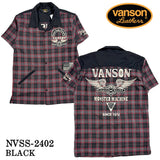 VANSON バンソン 開襟チェックシャツ 半袖シャツ nvss-2402