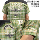 VANSON バンソン 開襟チェックシャツ 半袖シャツ nvss-2402