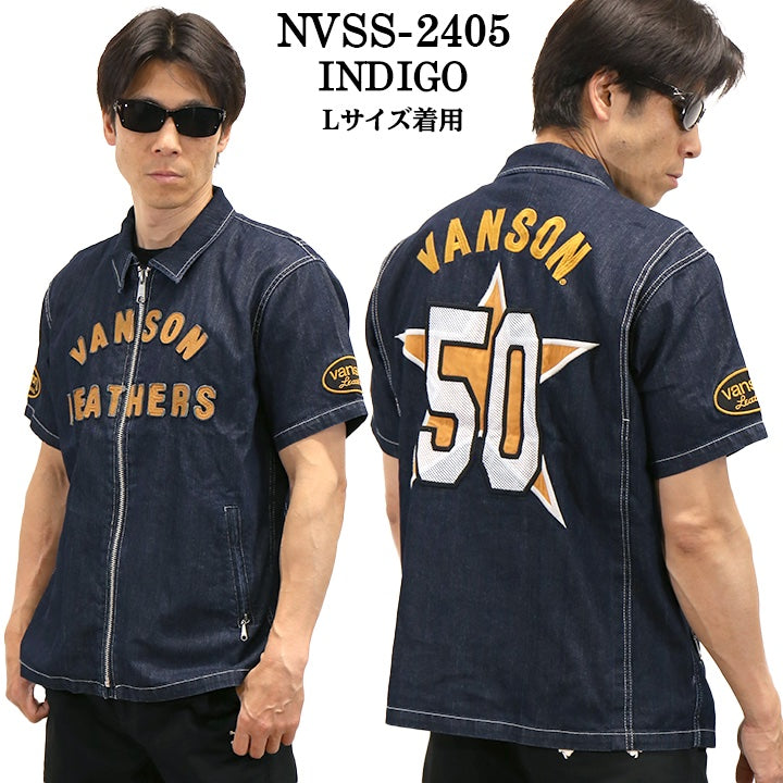 VANSON バンソン 50周年記念モデル ZIP 半袖シャツ nvss-2405