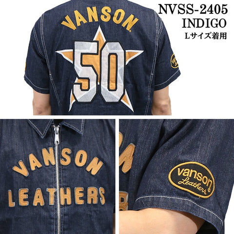 VANSON バンソン 50周年記念モデル ZIP 半袖シャツ nvss-2405