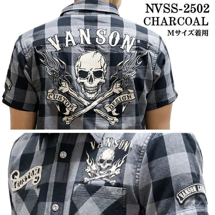 VANSON バンソン チェックシャツ 半袖シャツ nvss-2502