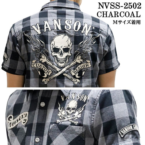 VANSON バンソン チェックシャツ 半袖シャツ nvss-2502
