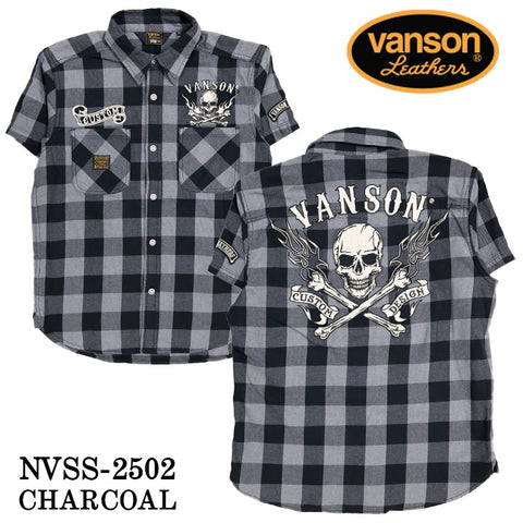 VANSON バンソン チェックシャツ 半袖シャツ nvss-2502