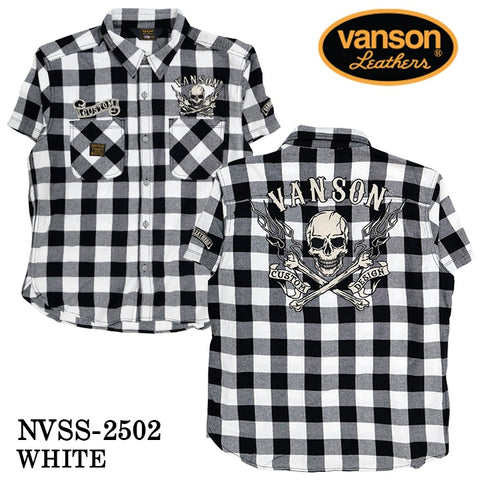 VANSON バンソン チェックシャツ 半袖シャツ nvss-2502
