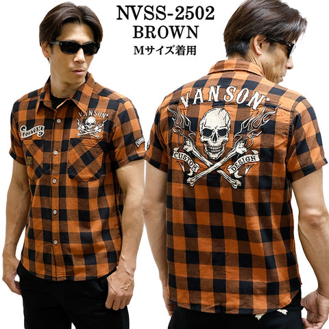 VANSON バンソン チェックシャツ 半袖シャツ nvss-2502