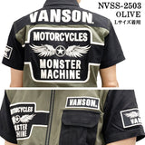VANSON バンソン ツイルZIPシャツ 半袖シャツ nvss-2503