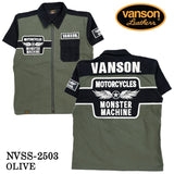 VANSON バンソン ツイルZIPシャツ 半袖シャツ nvss-2503