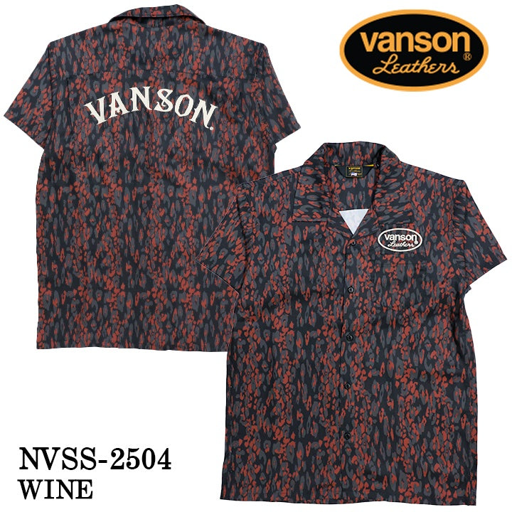 VANSON バンソン 総柄 開襟シャツ 半袖シャツ nvss-2504