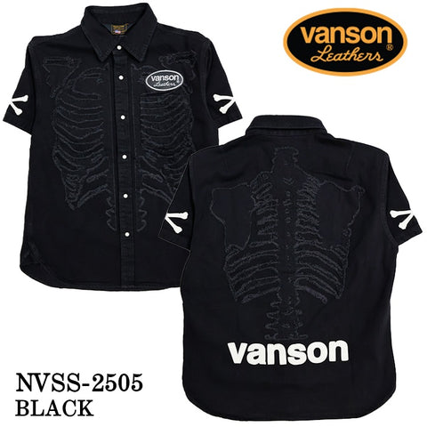 VANSON バンソン デニムシャツ 半袖シャツ ボーン nvss-2505