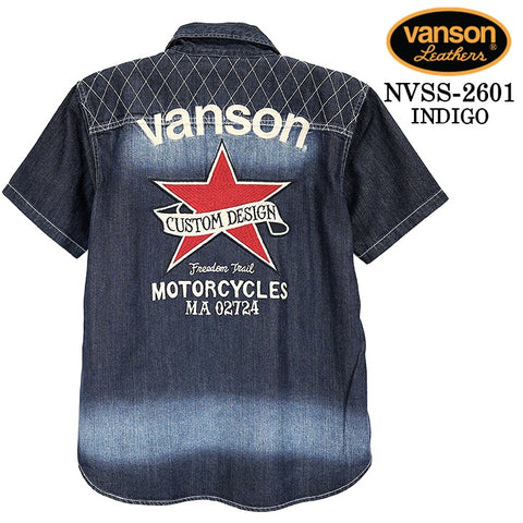 VANSON S/S DENIM SHIRT バンソン デニムシャツ 半袖シャツ nvss-2601