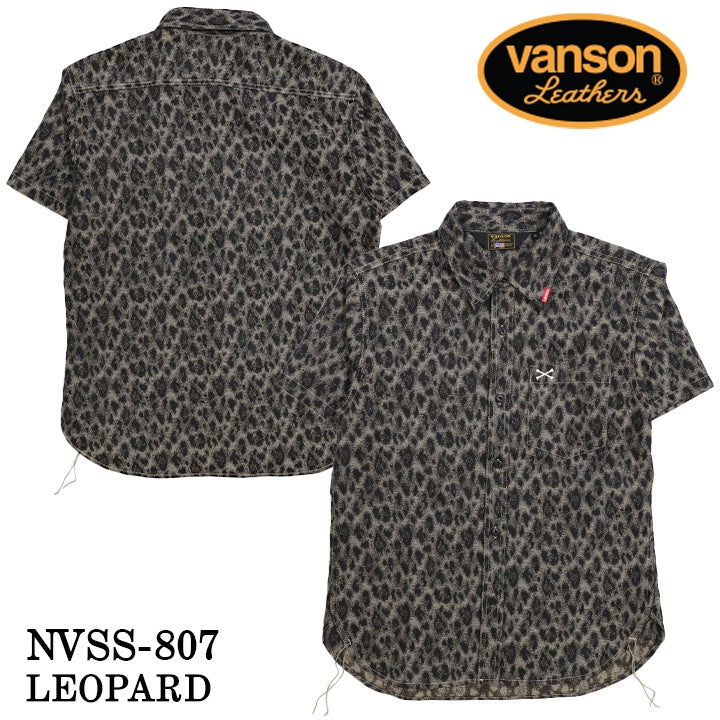 VANSON バンソン ワンポイント ツイルシャツ 半袖シャツ nvss-807-r