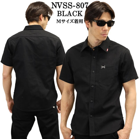 VANSON バンソン ワンポイント ツイルシャツ 半袖シャツ nvss-807-r