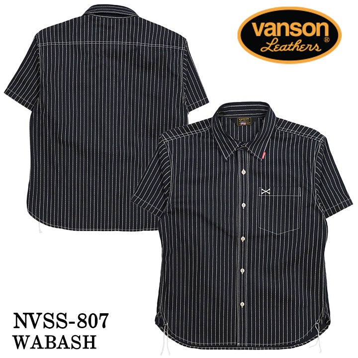 VANSON バンソン ワンポイント ツイルシャツ 半袖シャツ nvss-807-r