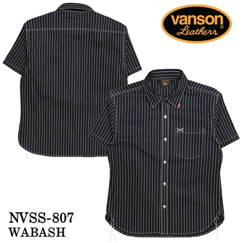 VANSON バンソン ワンポイント ツイルシャツ 半袖シャツ nvss-807-r