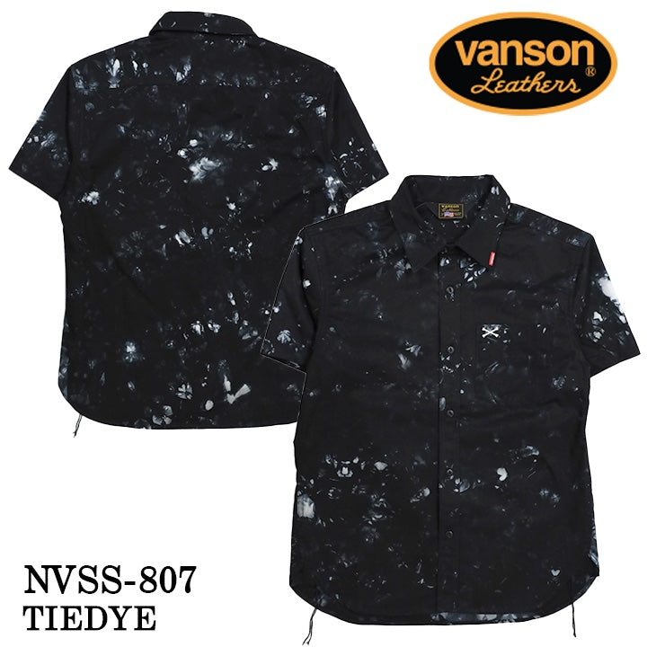 VANSON バンソン ワンポイント ツイルシャツ 半袖シャツ nvss-807-r