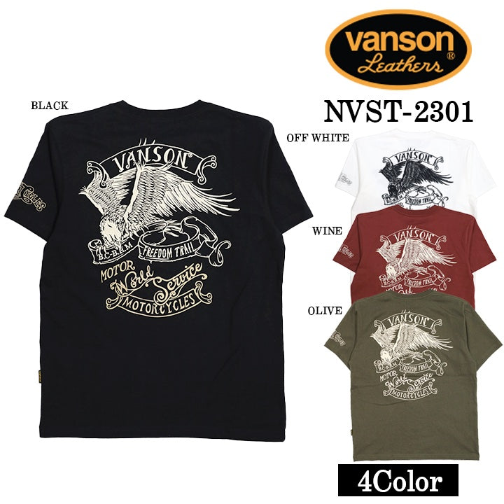 VANSON バンソン 天竺 半袖Tシャツ nvst-2301-r