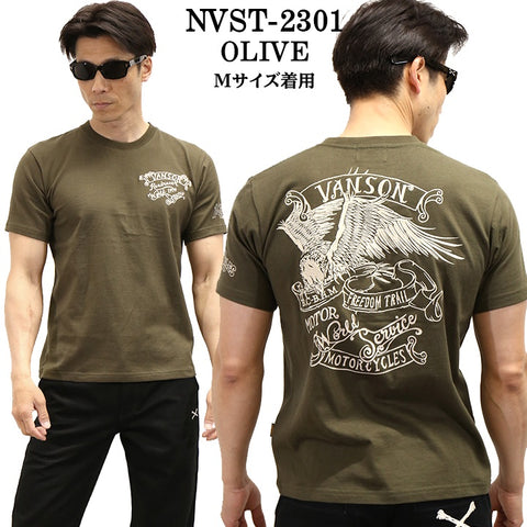VANSON バンソン 天竺 半袖Tシャツ nvst-2301-r
