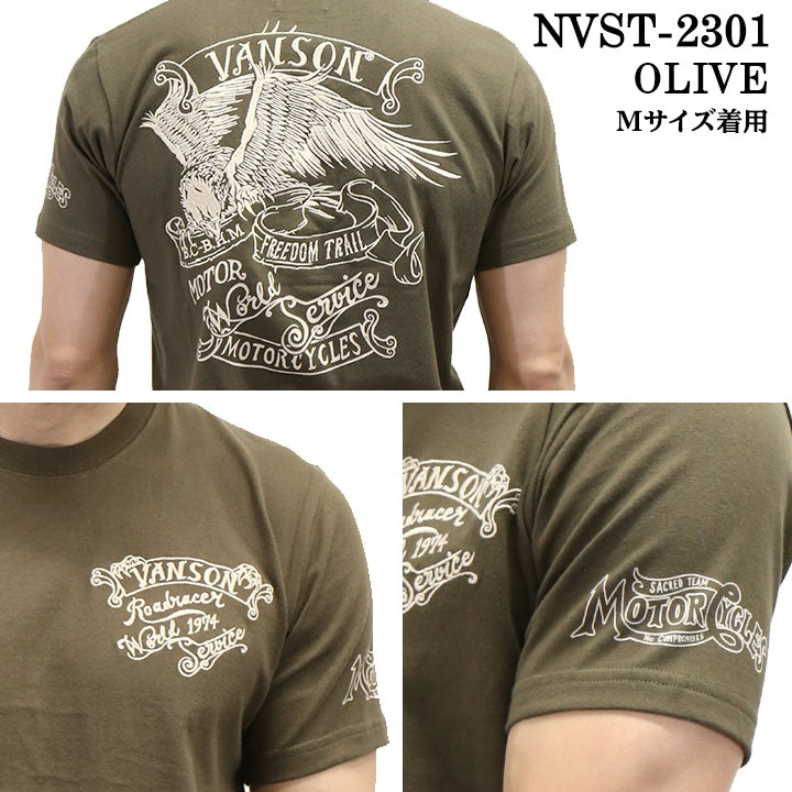 VANSON バンソン 天竺 半袖Tシャツ nvst-2301-r