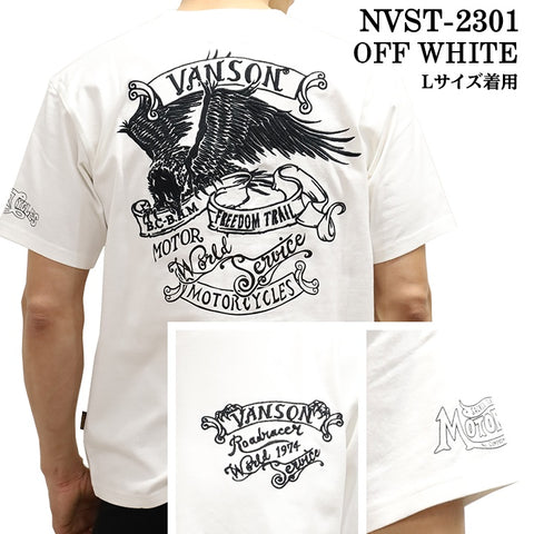 VANSON バンソン 天竺 半袖Tシャツ nvst-2301-r