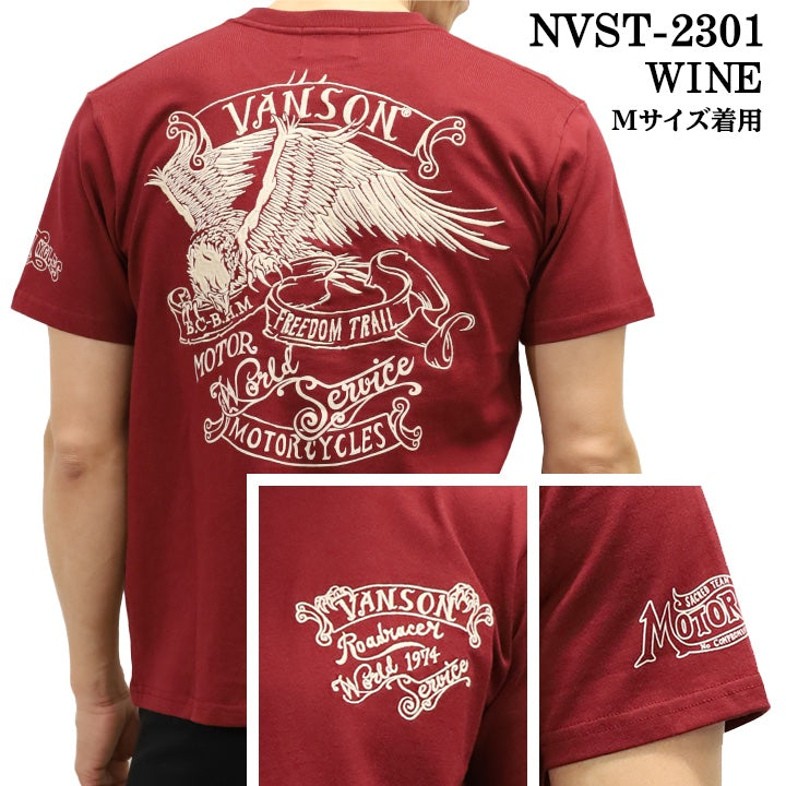 VANSON バンソン 天竺 半袖Tシャツ nvst-2301-r