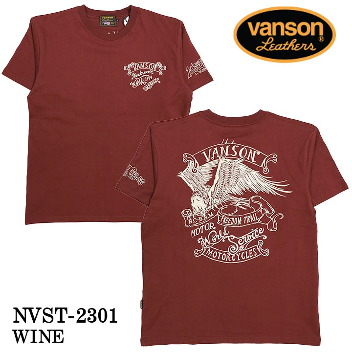 VANSON バンソン 天竺 半袖Tシャツ nvst-2301-r