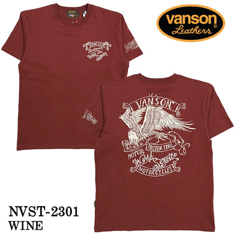 VANSON バンソン 天竺 半袖Tシャツ nvst-2301-r