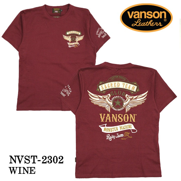 VANSON バンソン 天竺 半袖Tシャツ nvst-2302-r
