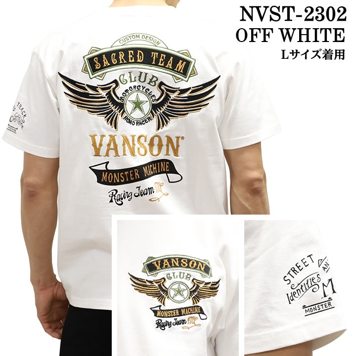 VANSON バンソン 天竺 半袖Tシャツ nvst-2302-r