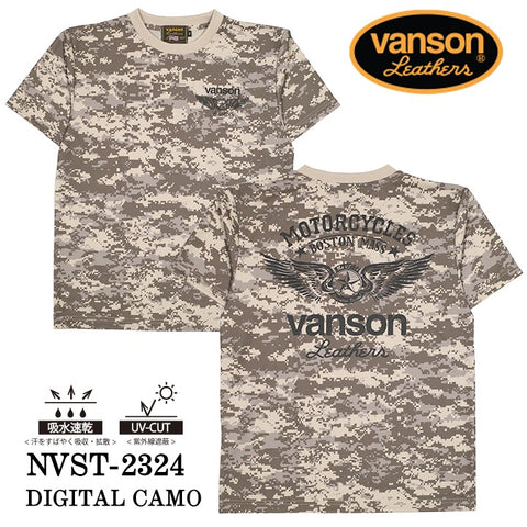 VANSON バンソン ドライ 半袖Tシャツ吸水速乾 UVカット nvst-2324