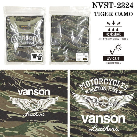 VANSON バンソン ドライ 半袖Tシャツ吸水速乾 UVカット nvst-2324