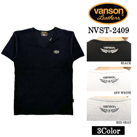 VANSON バンソン テレコ Vネック 半袖Tシャツ nvst-2409
