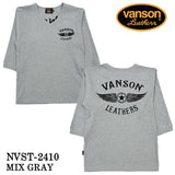 VANSON バンソン テレコ Vネック 6分袖Tシャツ nvst-2410