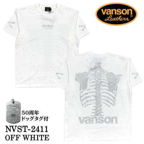 VANSON バンソン 50周年記念モデル ベア天竺 半袖Tシャツ nvst-2411