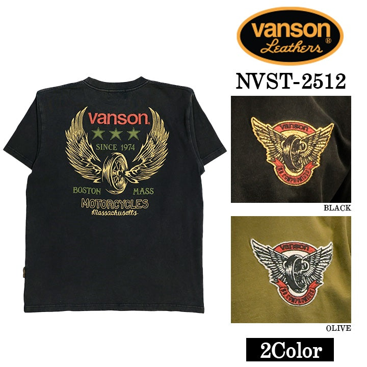 VANSON TEE バンソン フロスト加工 天竺 半袖Tシャツ nvst-2512