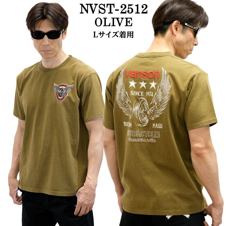 VANSON TEE バンソン フロスト加工 天竺 半袖Tシャツ nvst-2512