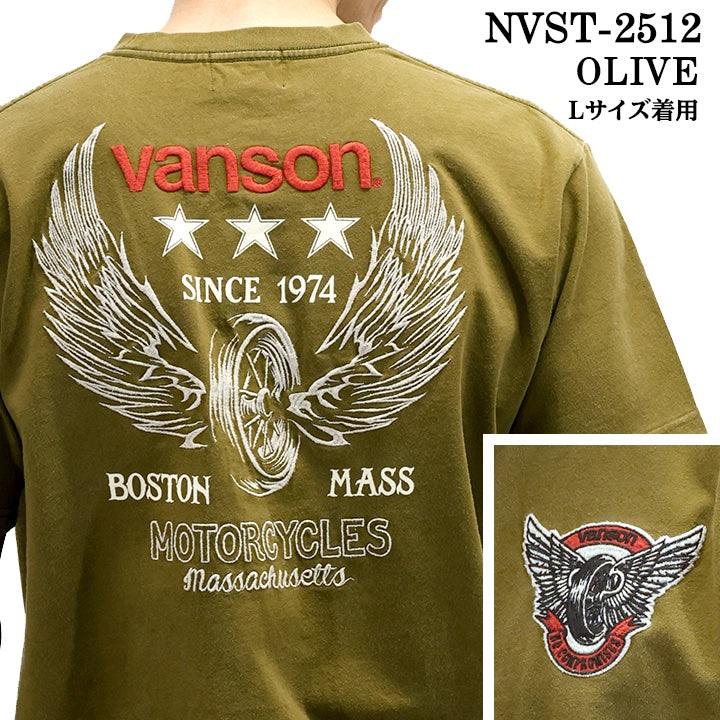 VANSON TEE バンソン フロスト加工 天竺 半袖Tシャツ nvst-2512