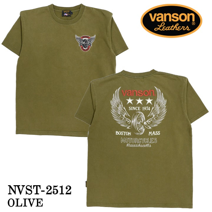 VANSON TEE バンソン フロスト加工 天竺 半袖Tシャツ nvst-2512