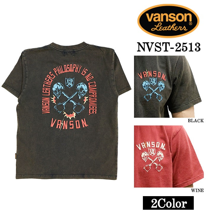 VANSON TEE バンソン 天竺 半袖Tシャツ フロスト加工 nvst-2513