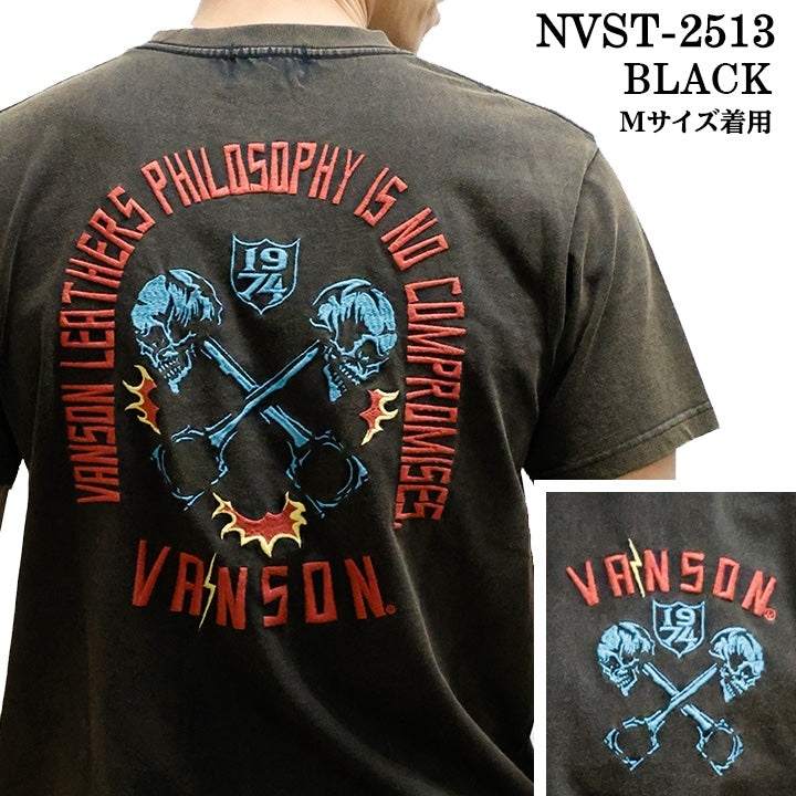 VANSON TEE バンソン 天竺 半袖Tシャツ フロスト加工 nvst-2513