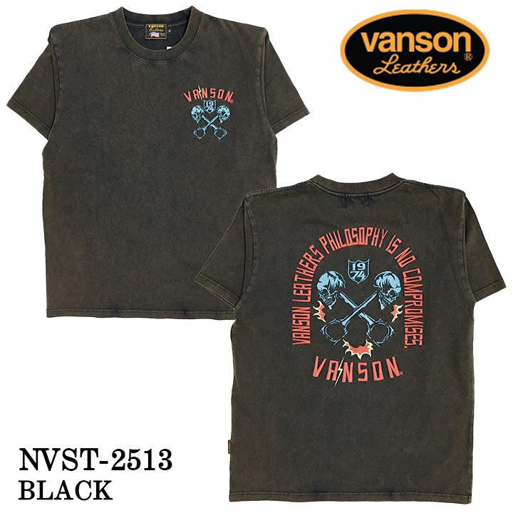 VANSON TEE バンソン 天竺 半袖Tシャツ フロスト加工 nvst-2513