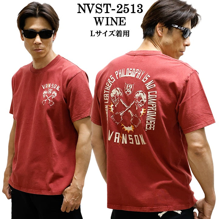 VANSON TEE バンソン 天竺 半袖Tシャツ フロスト加工 nvst-2513